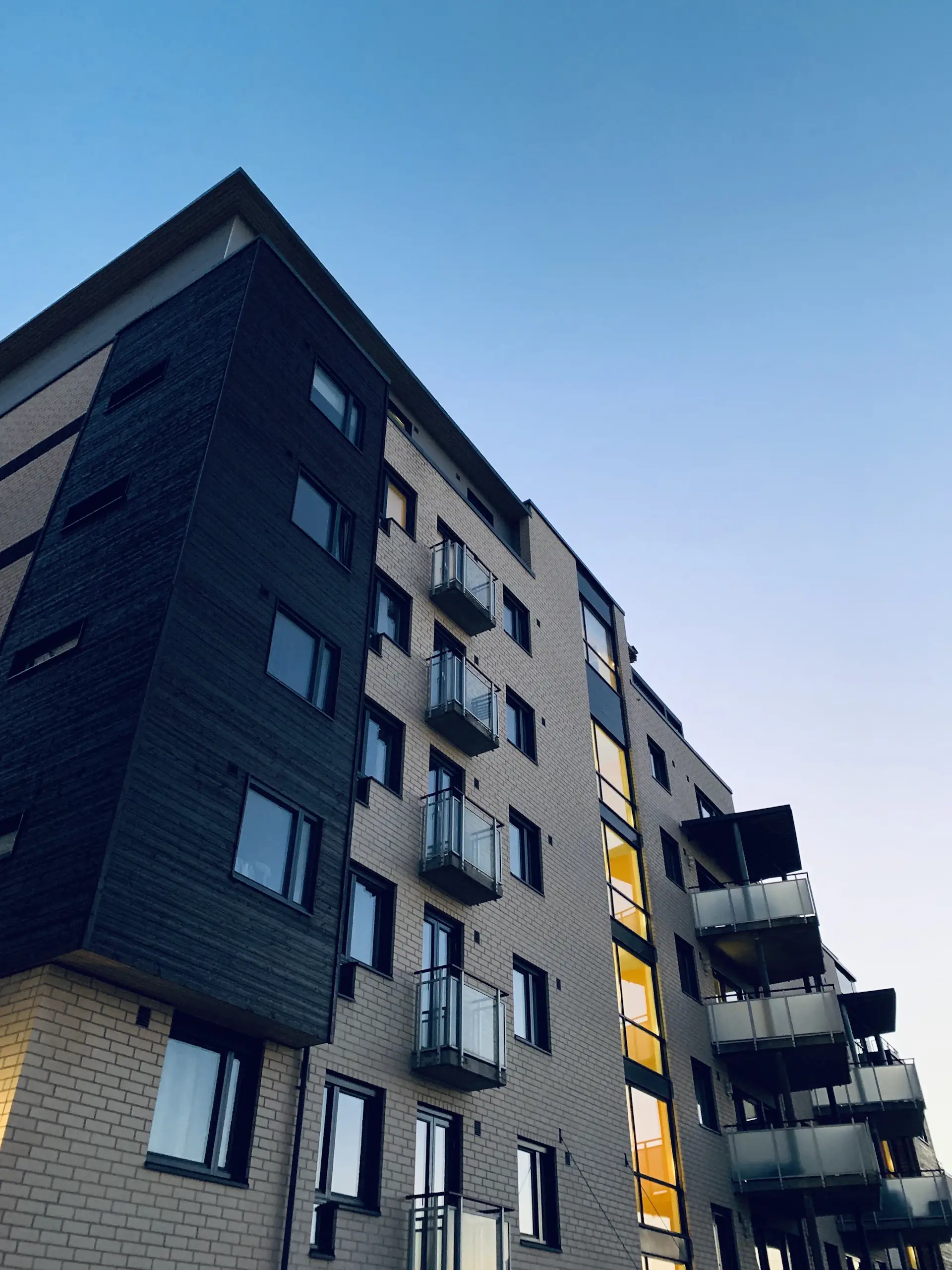 Contemporary architectural building at dusk